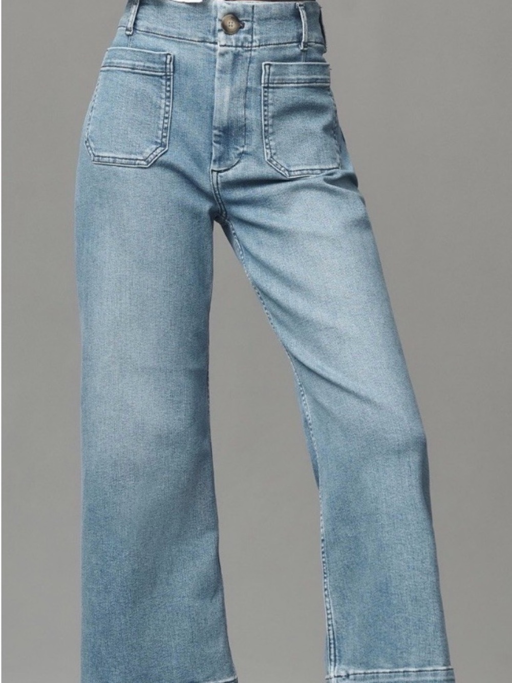 New Maeve Anthropologie COLETTE 28 Light Blue Crop Wide-Leg High Rise Denim